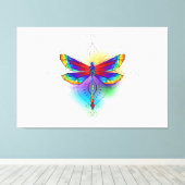 Regenboog Vlakke Libel Canvas Afdruk (Insitu (Houten vloer))