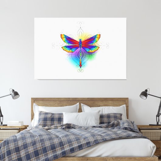 Regenboog Vlakke Libel Canvas Afdruk (Insitu (Slaapkamer))