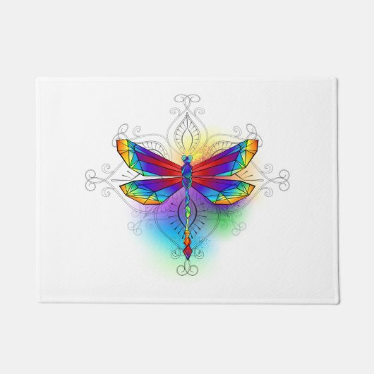 Regenboog Vlakke Libel Deurmat (Voorkant)