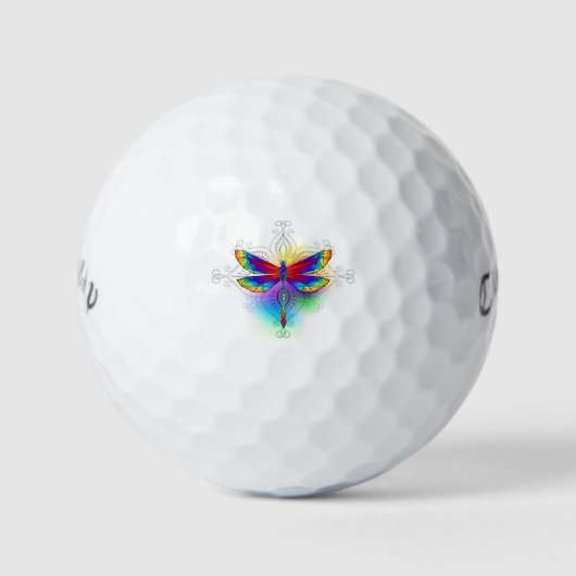 Regenboog Vlakke Libel Golfballen (Voorkant)