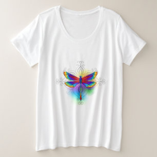 Regenboog Vlakke Libel Grote Maat T-shirt