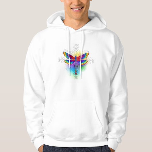 Regenboog Vlakke Libel Hoodie (Voorkant)