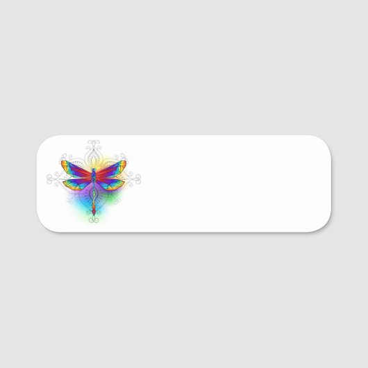 Regenboog Vlakke Libel Naamplaatje (Voorkant)