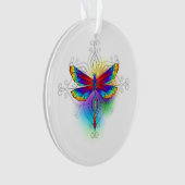 Regenboog Vlakke Libel Ornament (voorkant)