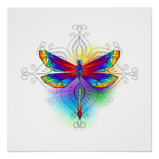 Regenboog Vlakke Libel Perfect Poster (Voorkant)