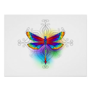 Regenboog Vlakke Libel Perfect Poster