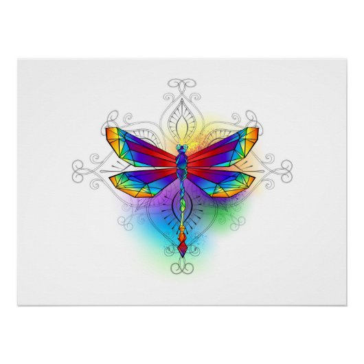 Regenboog Vlakke Libel Perfect Poster (Voorkant)