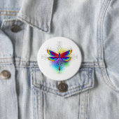 Regenboog Vlakke Libel Ronde Button 7,6 Cm (In situ)