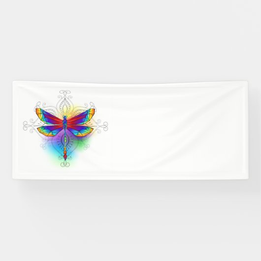 Regenboog Vlakke Libel Spandoek (Horizontaal)