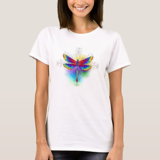 Regenboog Vlakke Libel T-shirt (Voorkant)