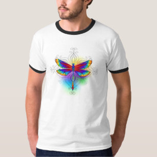Regenboog Vlakke Libel T-shirt