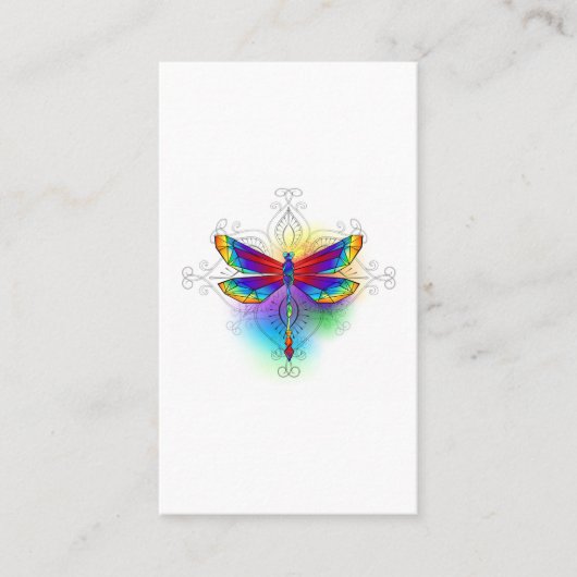 Regenboog Vlakke Libel Visitekaartje (Voorkant)