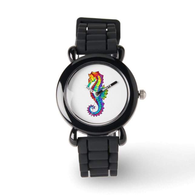 Regenboog Vlakke Zeepaard Horloge (Voorkant)