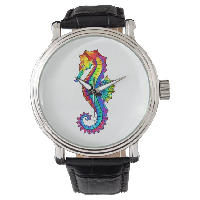 Regenboog Vlakke Zeepaard Horloge (Voorkant)