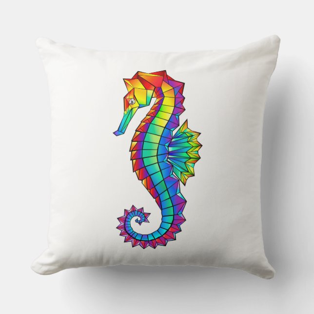 Regenboog Vlakke Zeepaard Kussen (Voorkant)