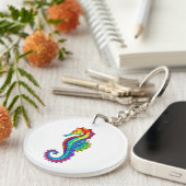 Regenboog Vlakke Zeepaard Sleutelhanger (Voorkant Rechts)