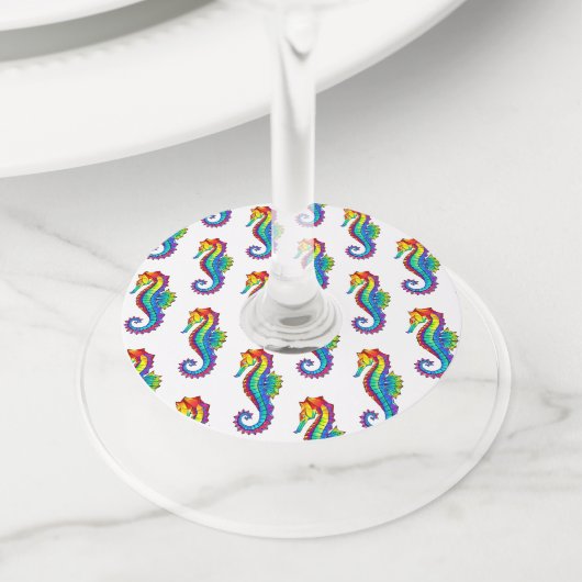Regenboog Vlakke Zeepaard Wijnglaslabel (Dichtbij)