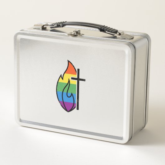 Regenboog Vlam Kruis Vintage Christelijke Vector O (Voorkant)