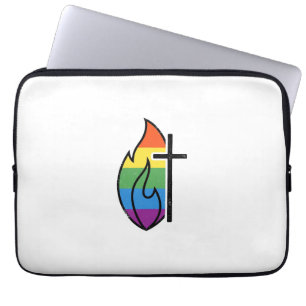 Regenboog Vlam Kruis Vintage Christelijke Vector O Laptop Sleeve