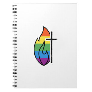Regenboog Vlam Kruis Vintage Christelijke Vector O Notitieboek