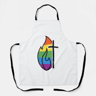 Regenboog Vlam Kruis Vintage Christelijke Vector O Schort