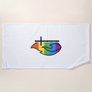 Regenboog Vlam Kruis Vintage Christelijke Vector O Strandlaken