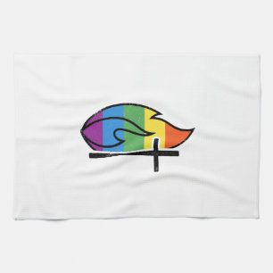 Regenboog Vlam Kruis Vintage Christelijke Vector O Theedoek