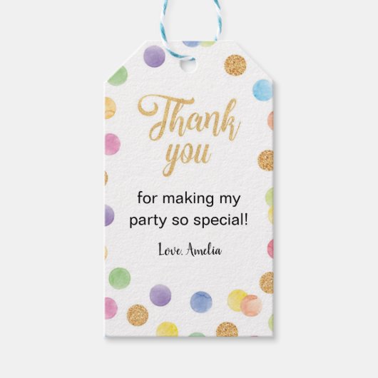 Regenboog Vlek Dank u Label Verjaardagsfeest Cadeaulabel (Voorkant)