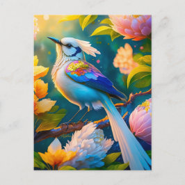 Regenboog Vleugelige Jay Fantasie Vogel Briefkaart