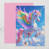Regenboog Vleugelige Pronkende Eenhoorn  Bedankkaart (Voorkant / Achterkant)