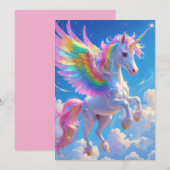 Regenboog Vleugelige Pronkende Eenhoorn  Bedankkaart (Voorkant / Achterkant)