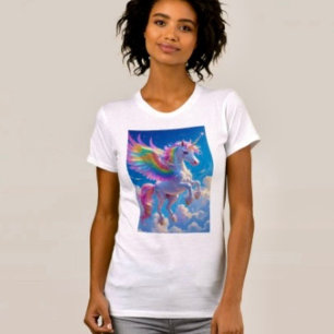 Regenboog Vleugelige Pronkende Eenhoorn T-shirt