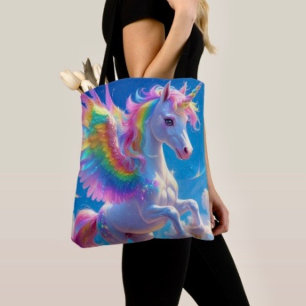 Regenboog Vleugelige Pronkende Eenhoorn Tote Bag