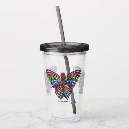 Regenboog Vlinder - Acryl Cup (16oz) Acryl Drinkbeker (Links)