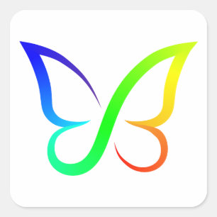 Regenboog Vlinder ADHD Symbool Lijn Kunst Vierkante Sticker
