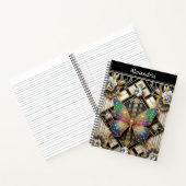 Regenboog Vlinder Art Deco Notitieboek (Binnen)