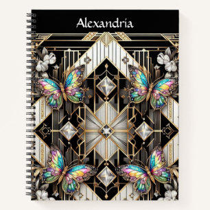 Regenboog Vlinder Art Deco Notitieboek