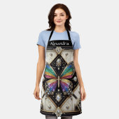 Regenboog Vlinder Art Deco Schort (Gedragen)