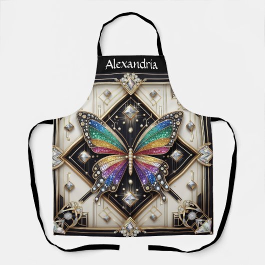 Regenboog Vlinder Art Deco Schort (Voorkant)