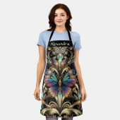 Regenboog Vlinder Art Deco Schort (Gedragen)
