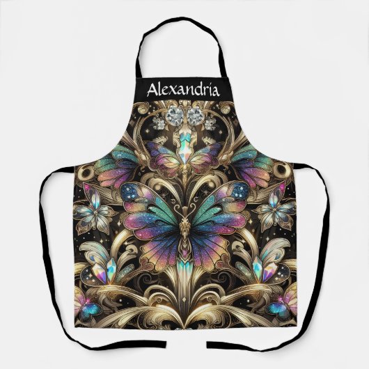 Regenboog Vlinder Art Deco Schort (Voorkant)