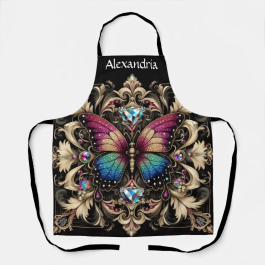 Regenboog Vlinder Art Deco Schort (Voorkant)