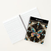Regenboog Vlinder Art Deco Spiraal Notebook Notitieboek (Binnen)