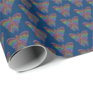 Regenboog Vlinder (blauw) - Inpakpapier