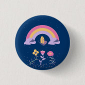 Regenboog Vlinder Bloemen Cloud Ronde Button 3,2 Cm (Voorkant)