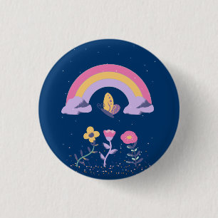 Regenboog Vlinder Bloemen Cloud Ronde Button 3,2 Cm