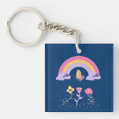 Regenboog Vlinder Bloemen Cloud Sleutelhanger (voorkant)