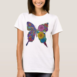 Regenboog Vlinder Bloemige Vrouwen Klassieke T-Shi T-shirt