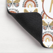 Regenboog Vlinder Boho Patroon Monogram Muismat (Hoek)