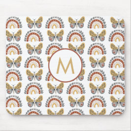 Regenboog Vlinder Boho Patroon Monogram Muismat
